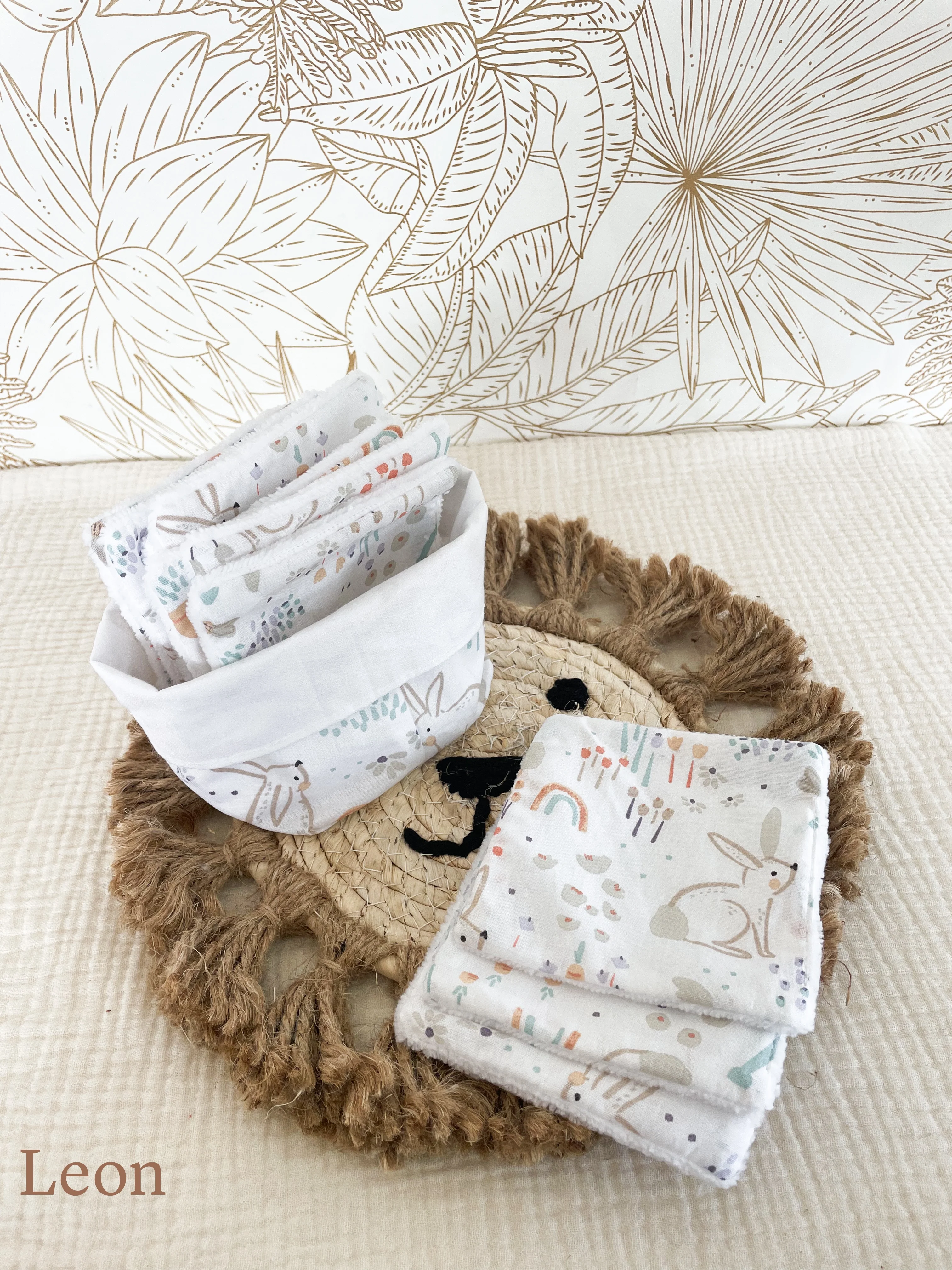 Ensemble assorti : les 10 lingettes bébé et la panière - Image 16