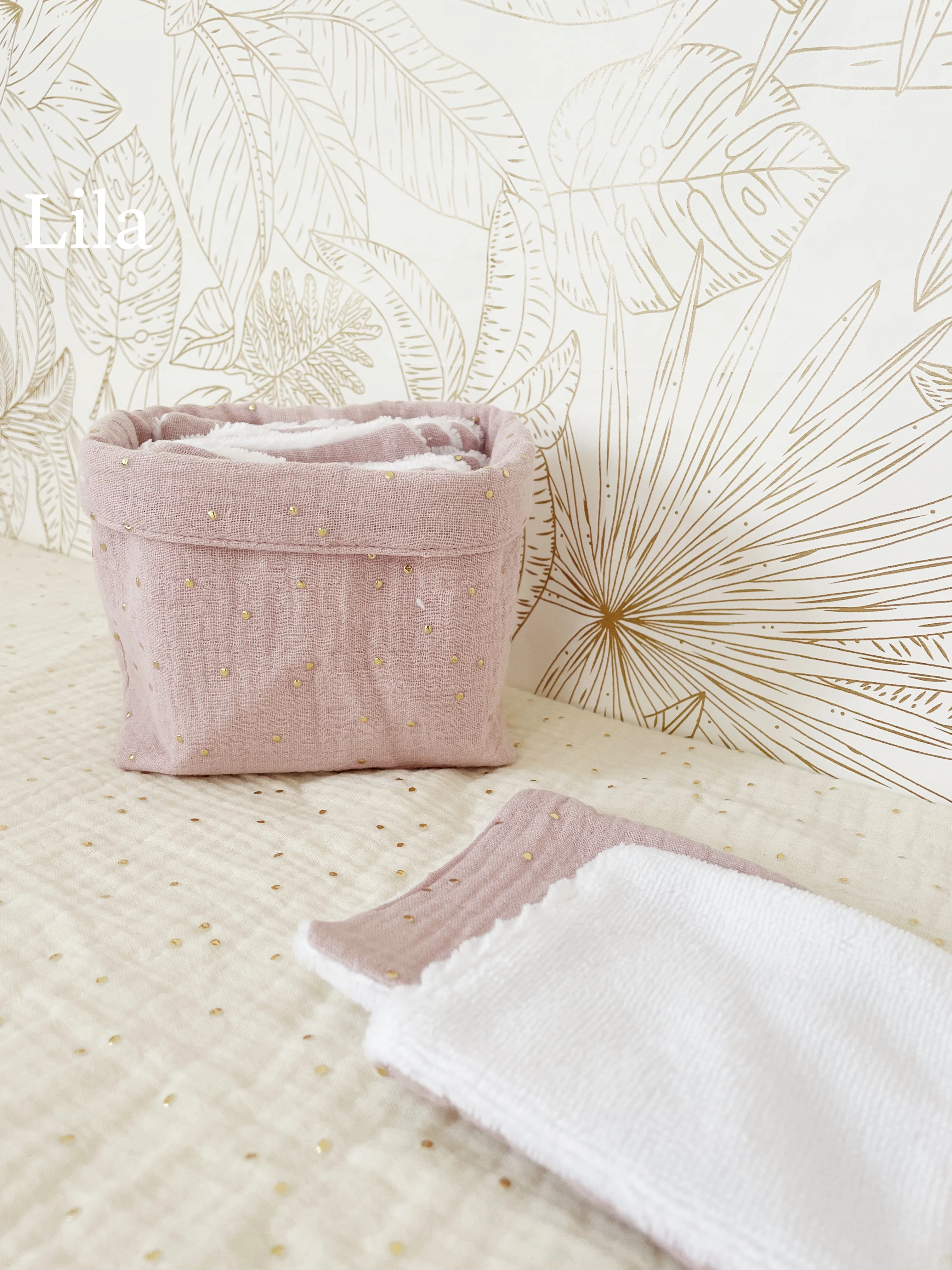 Ensemble assorti (double gaze) : la panière et ses 10 cotons - Image 12