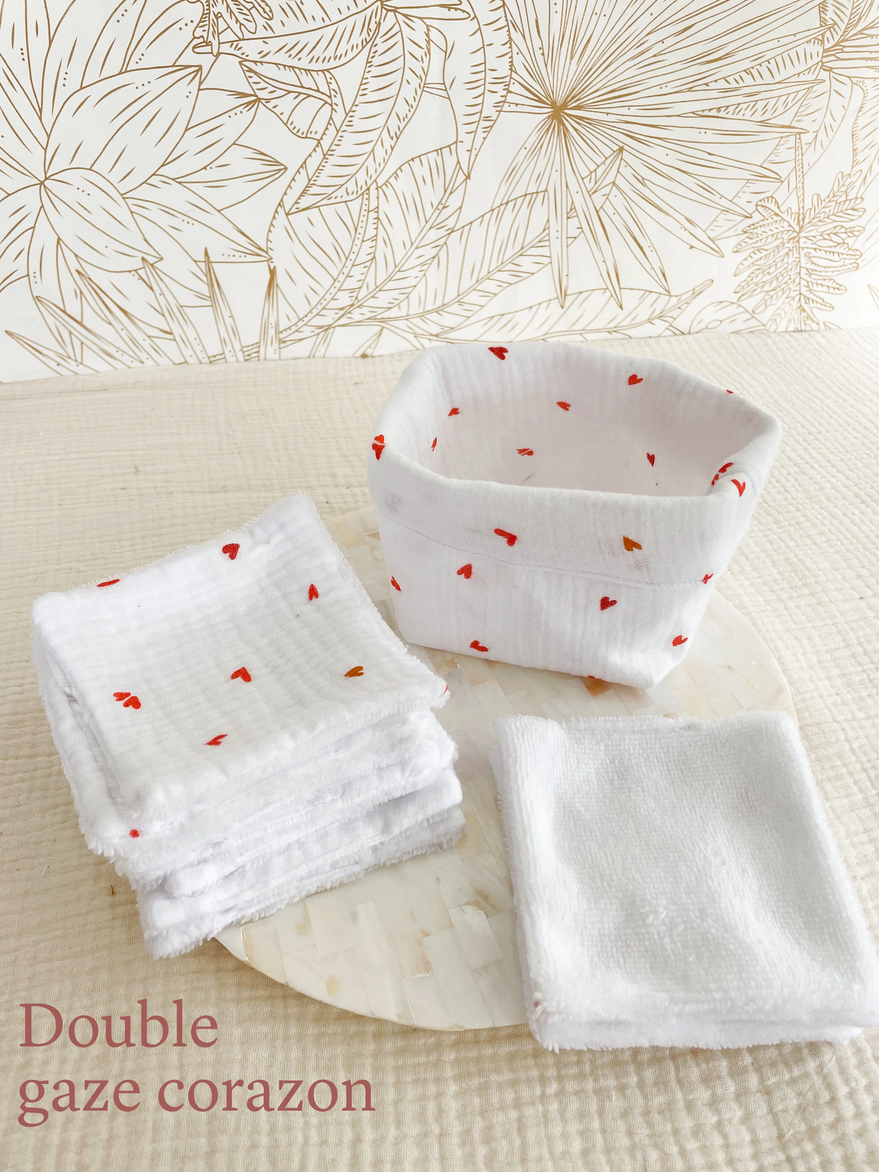 Ensemble assorti (double gaze) : la panière et ses 10 cotons - Image 21