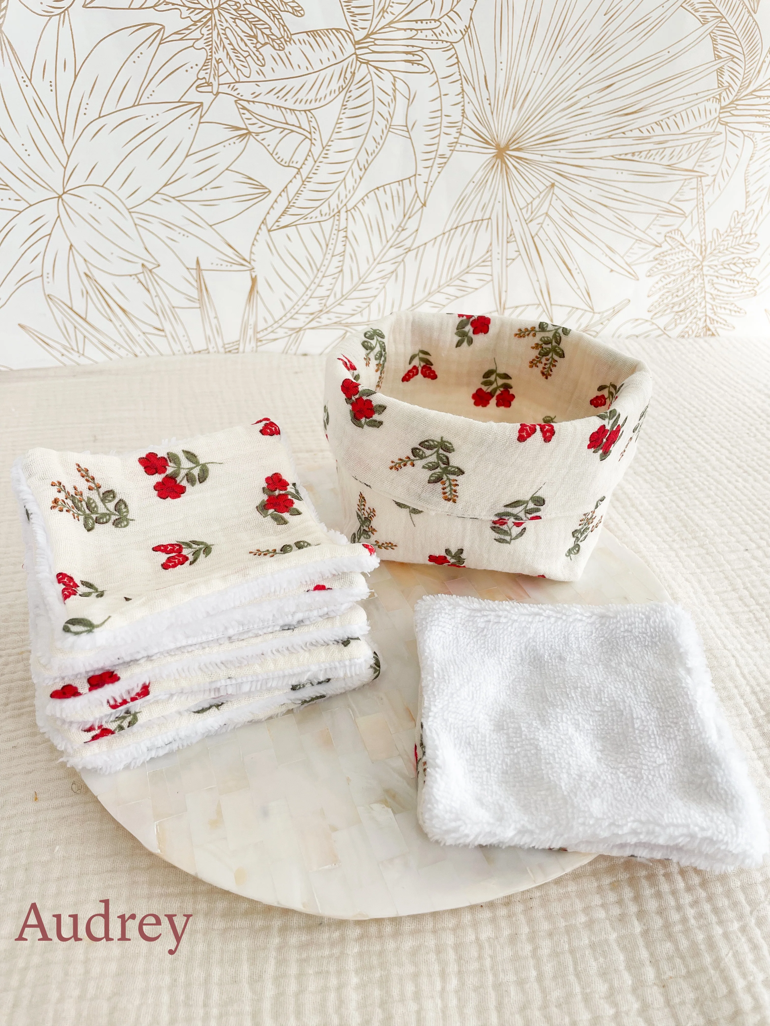 Ensemble assorti (double gaze) : la panière et ses 10 cotons - Image 23