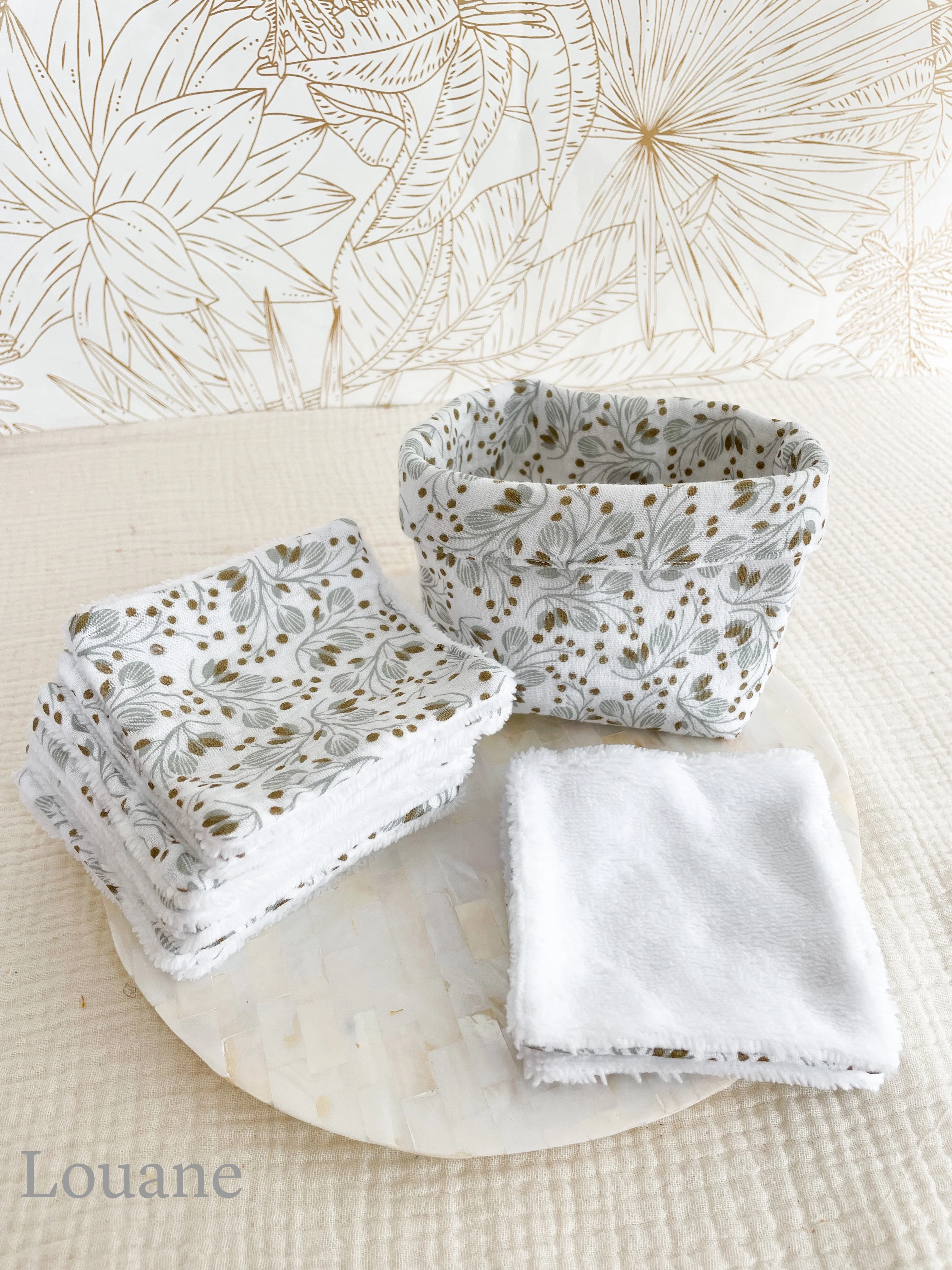 Ensemble assorti (double gaze) : la panière et ses 10 cotons - Image 24