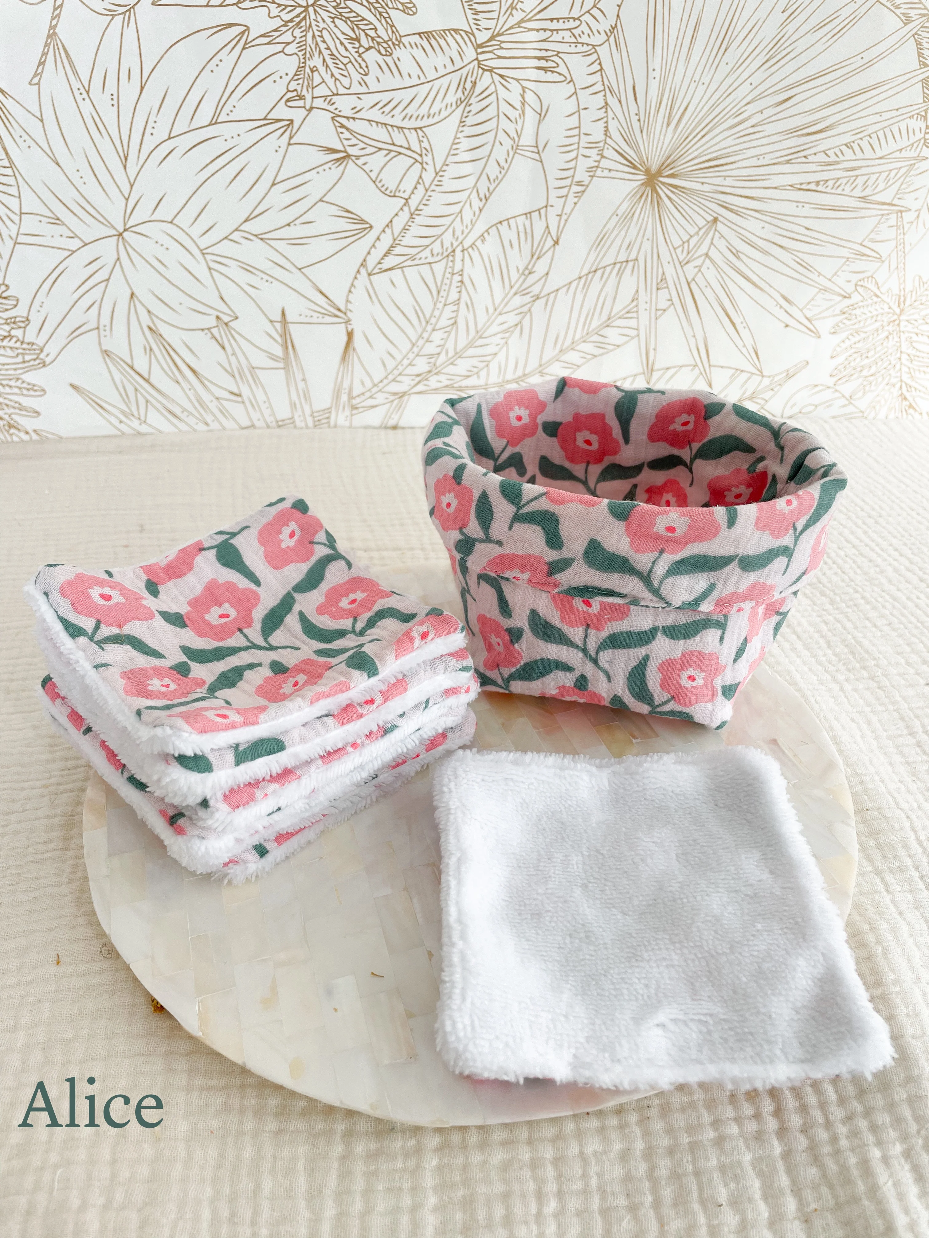 Ensemble assorti (double gaze) : la panière et ses 10 cotons - Image 25