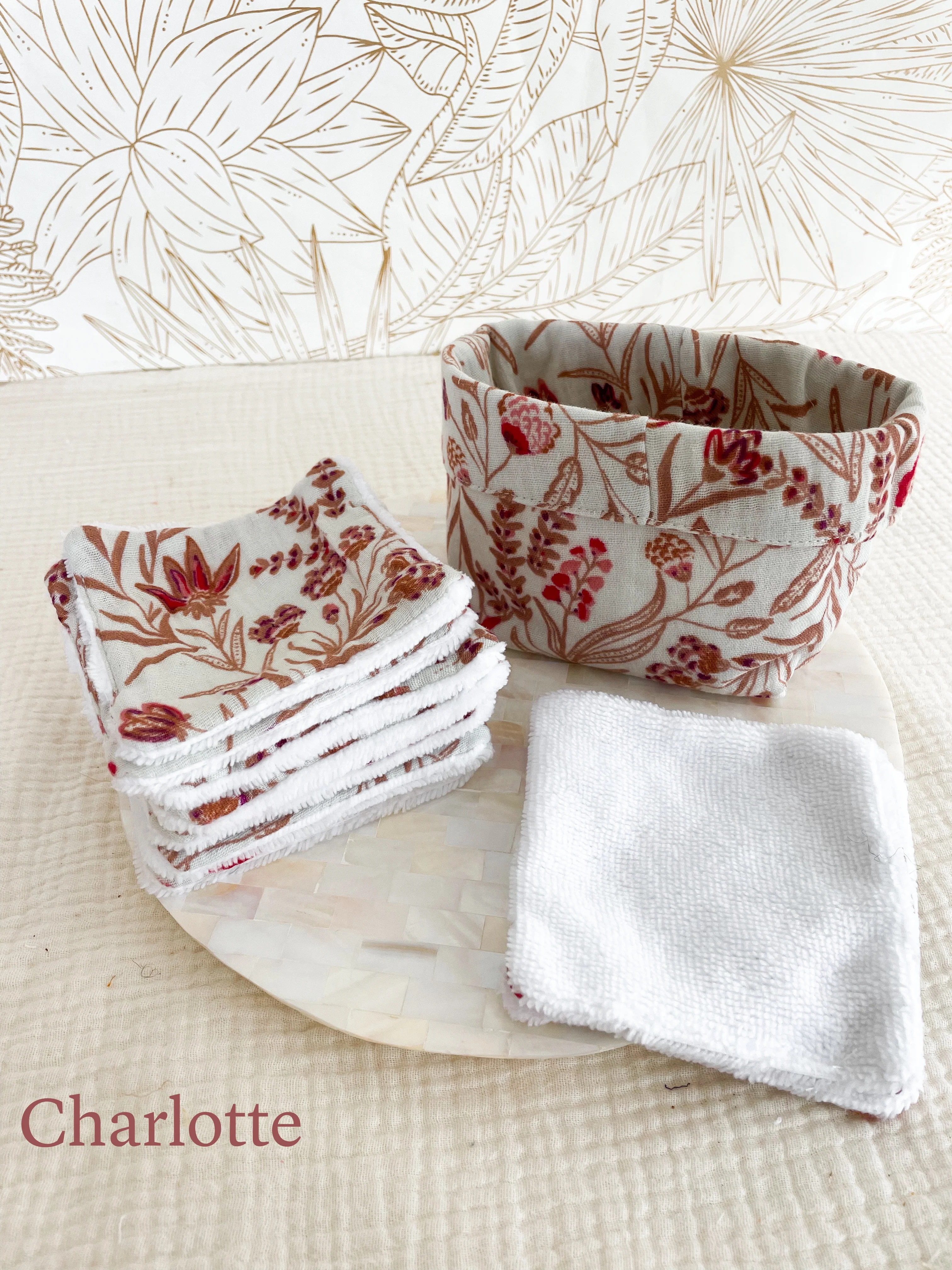 Ensemble assorti (double gaze) : la panière et ses 10 cotons - Image 26