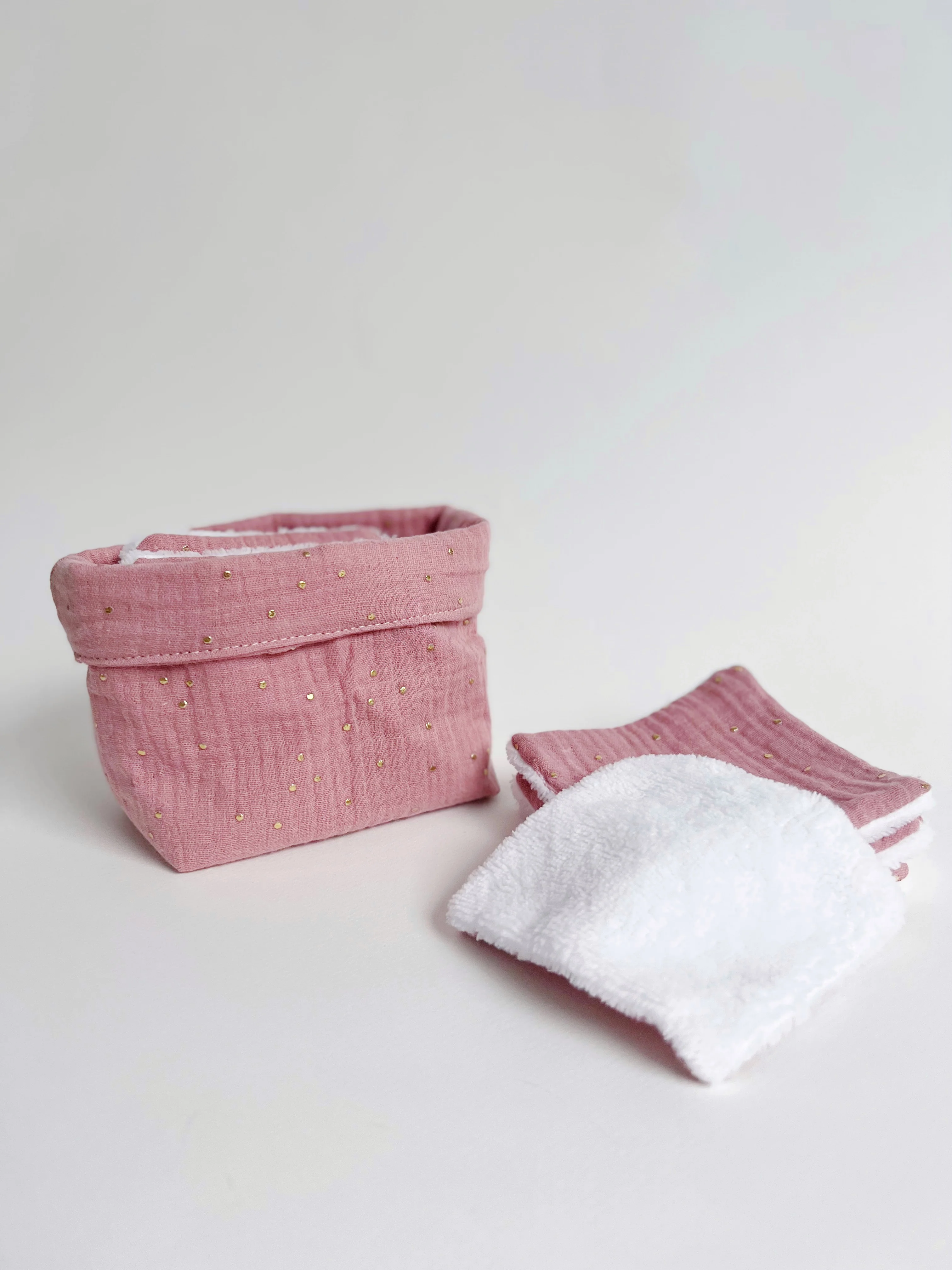 Ensemble assorti (double gaze) : la panière et ses 10 cotons - Image 4