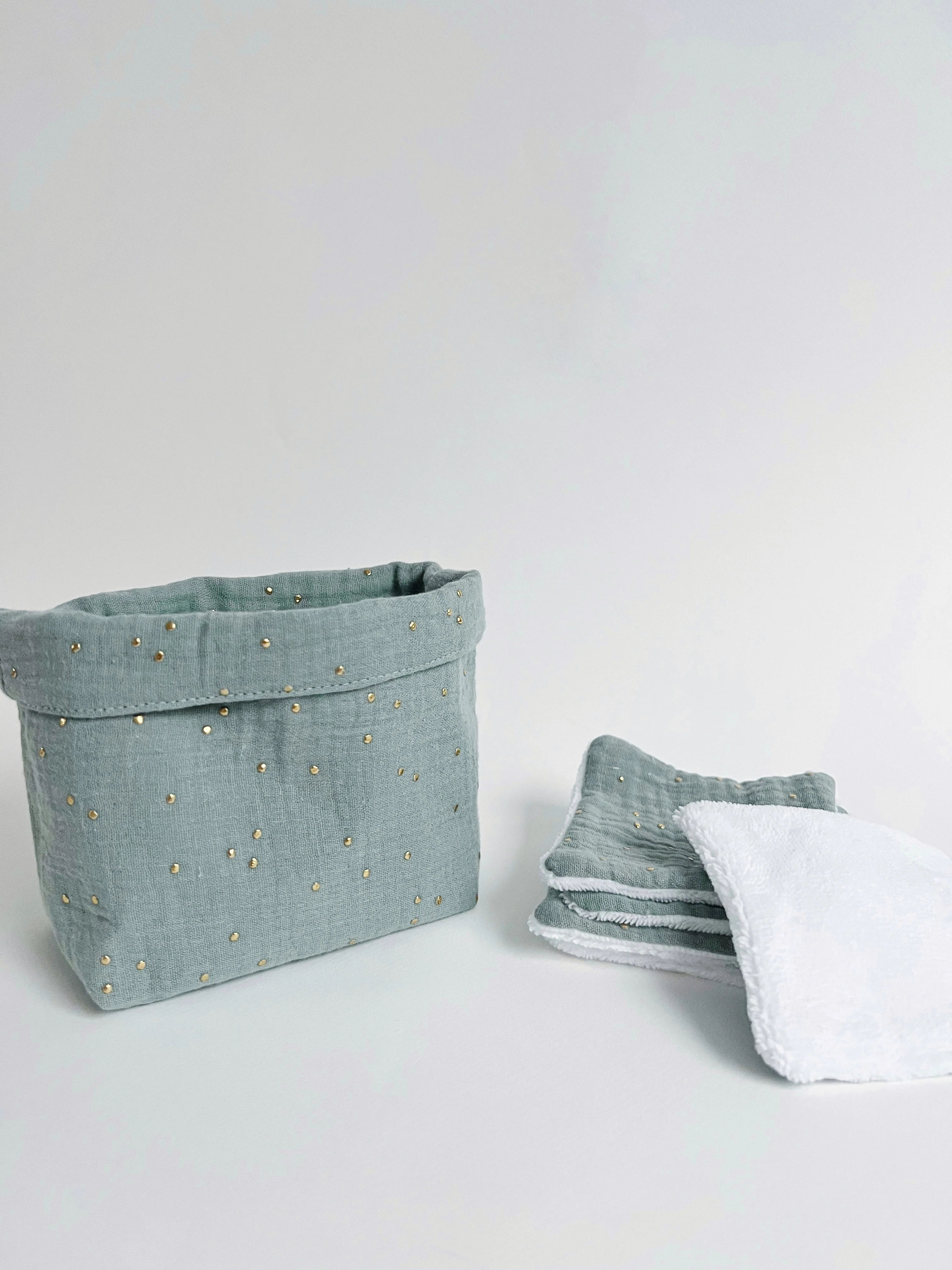 Ensemble assorti (double gaze) : la panière et ses 10 cotons - Image 5