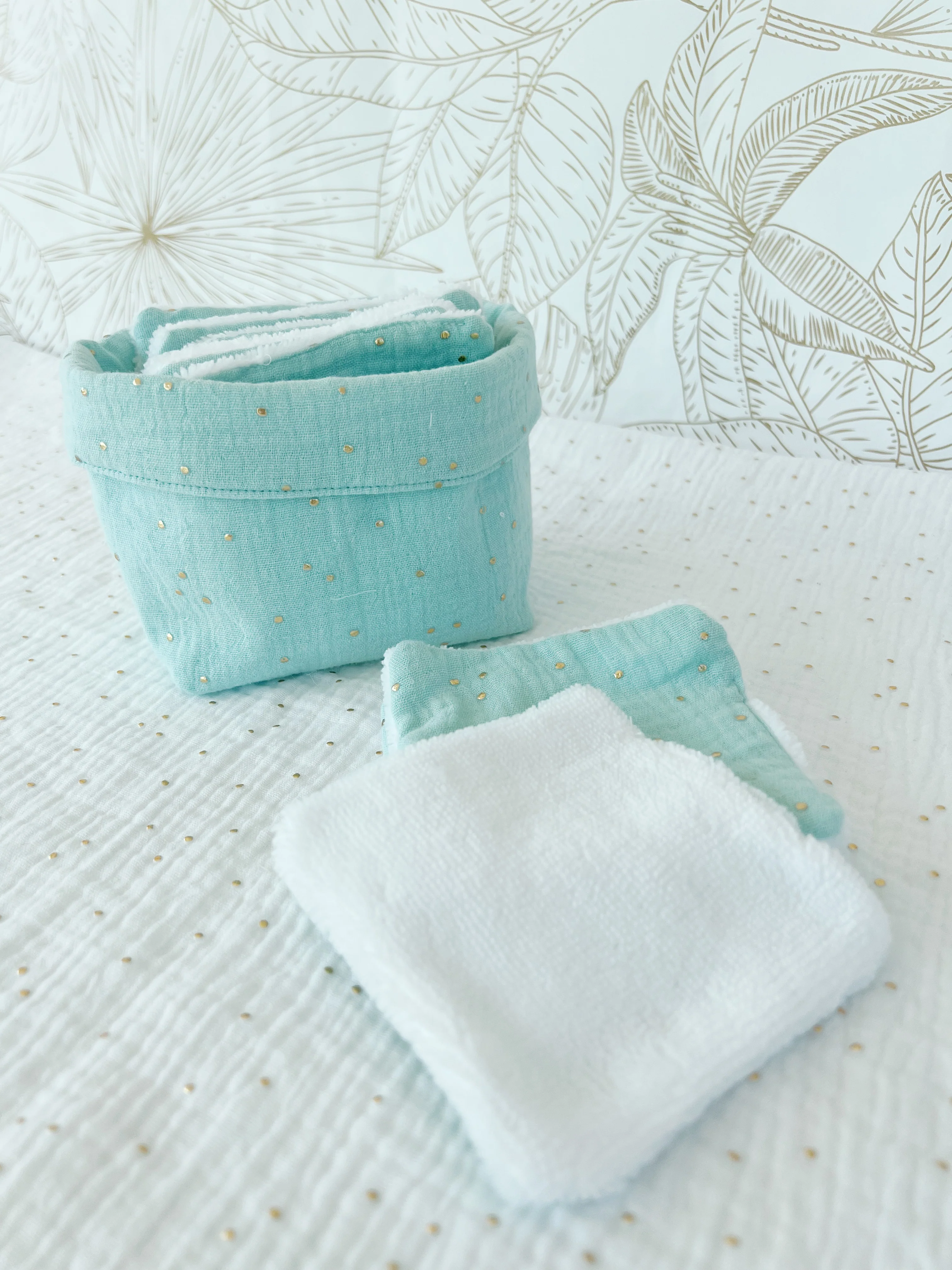 Ensemble assorti (double gaze) : la panière et ses 10 cotons - Image 7