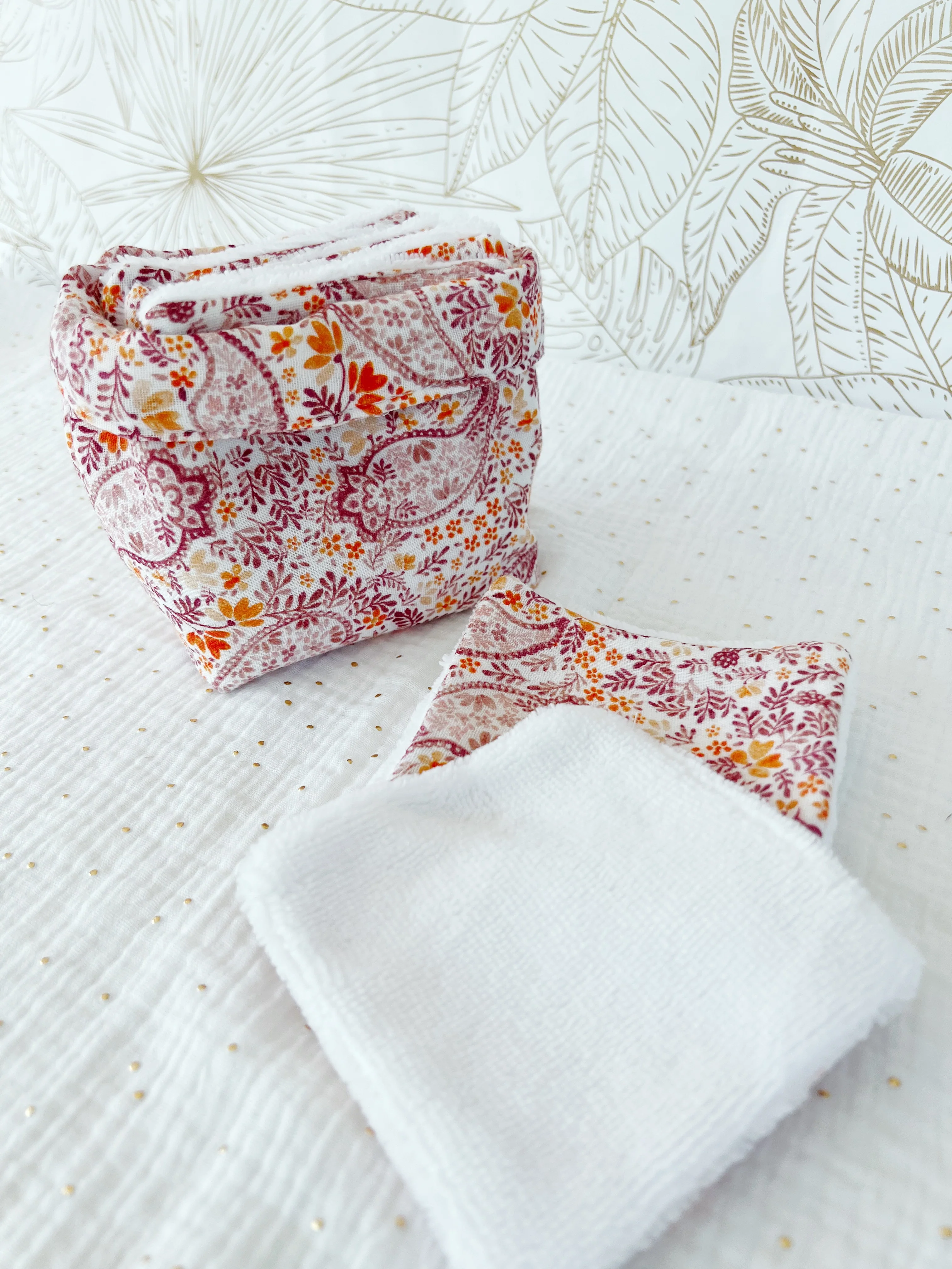 Ensemble assorti (double gaze) : la panière et ses 10 cotons - Image 8