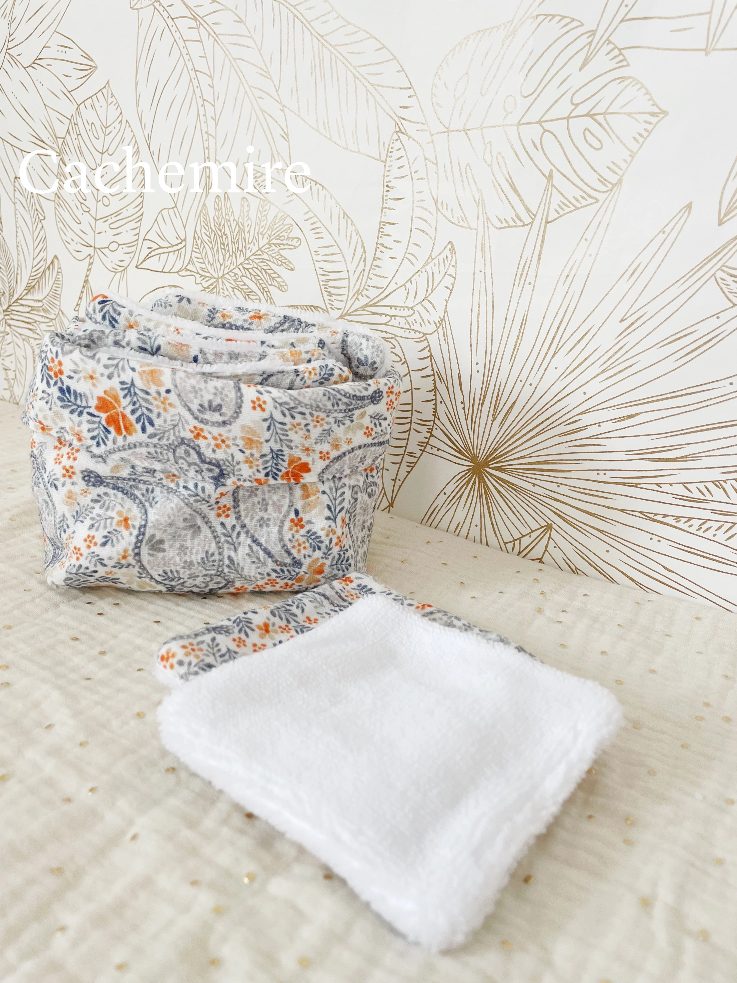 Ensemble assorti (double gaze) : la panière et ses 10 cotons - Image 9